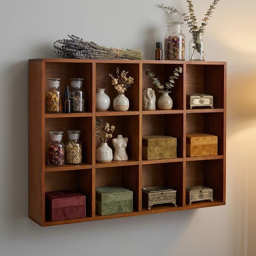 Rustic cube pine display - rustic, 12‑cube