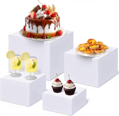 4pcs white buffet - food, risers