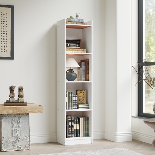 White wooden bookcase tall - white,